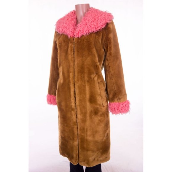 Shrimps New S Ginger Pink Faux Fur Hickory Coat - Picture 3 of 10